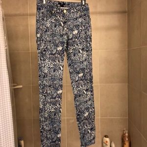 Skinny White and Blue Patterned H&M Jeans